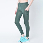 Women Green Solid Stretchable Yoga Tights