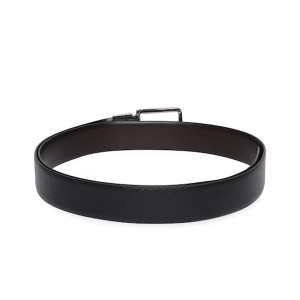 Men Black Leather Reversible Belt