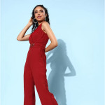 Women Maroon Wrap Detail Jumpsuit